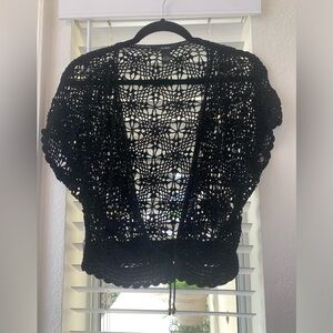 Alfani cap sleeve crop crochet topper